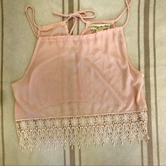 Staring At Stars Women's Y2K Pink Crop Top Lace‎ Detail. Size S. Festival Beachy - Picture 5 of 8